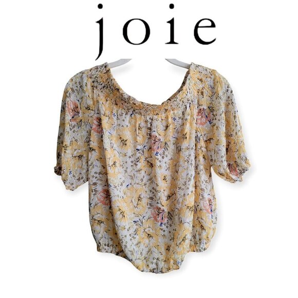 Joie NWT Floral Off-Shoulder Yellow Blouse Size Small - Picture 1 of 9